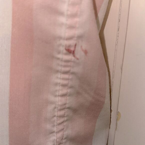 Vintage 60s Bobbie Brooks Pink & White Vertical Striped Short Sleeve Shirt - Picture 5 of 8